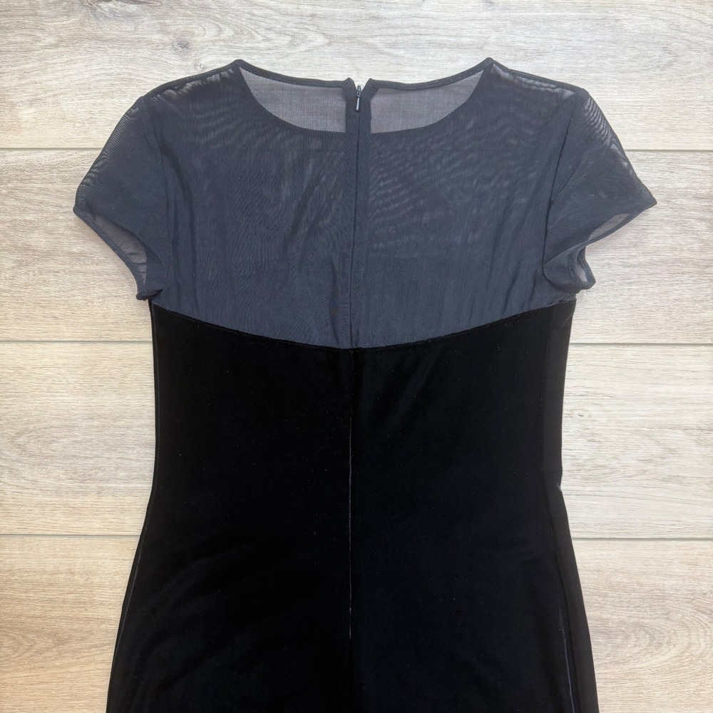 JR Nites Vintage Y2K Black Velvet Beaded Illusion Mesh Dress Whimsigoth 8 Grunge - Picture 5 of 10